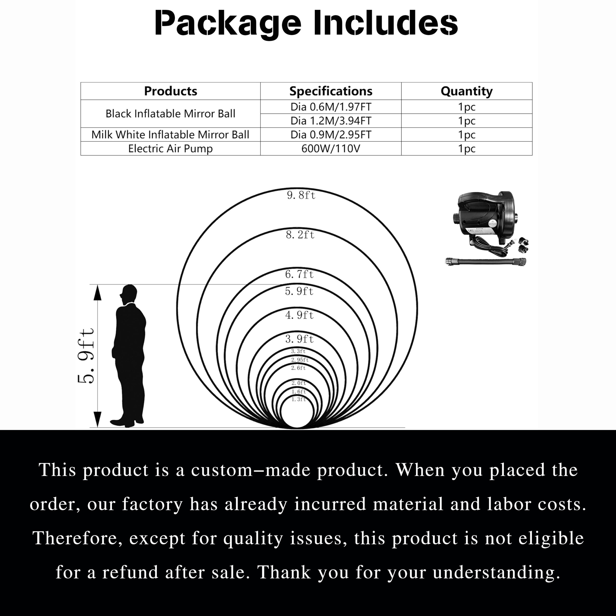 Black inflatable mirror balls and big shiny balls symbolize firm and eternal love. Milky white inflatable mirrore balls and big shiny balls represent pure and beautiful marriage Inflatable Mirror Ball Combination Set – 3-ball BW combos - 图片 8