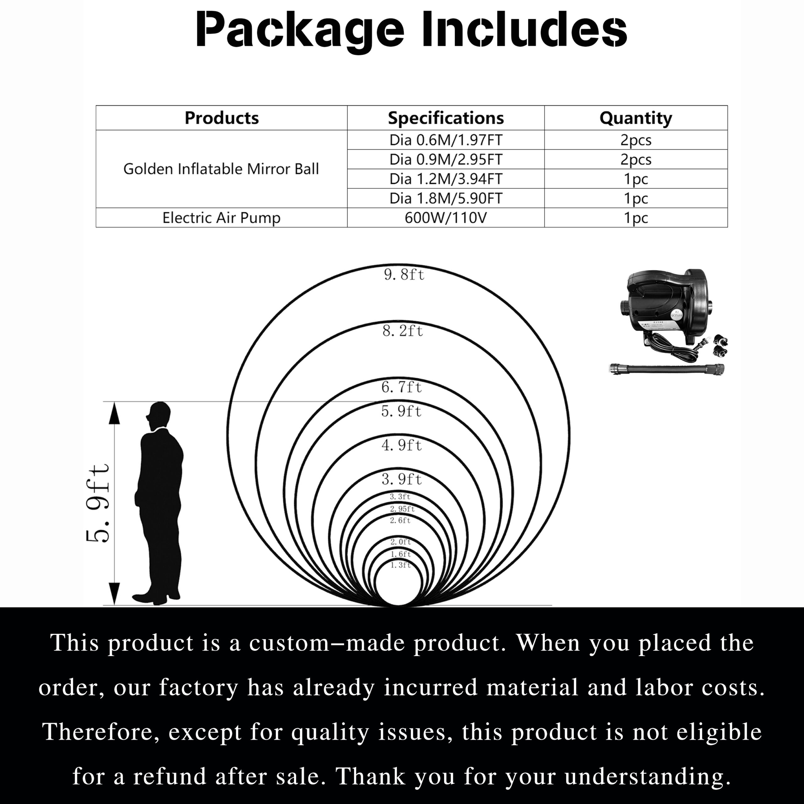 The beauty of golden inflatable mirror balls and big shiny balls lies not only in their colors but also in their unique mirror effects Inflatable Mirror Ball Combination Set - 6 Golden Balls - 图片 7