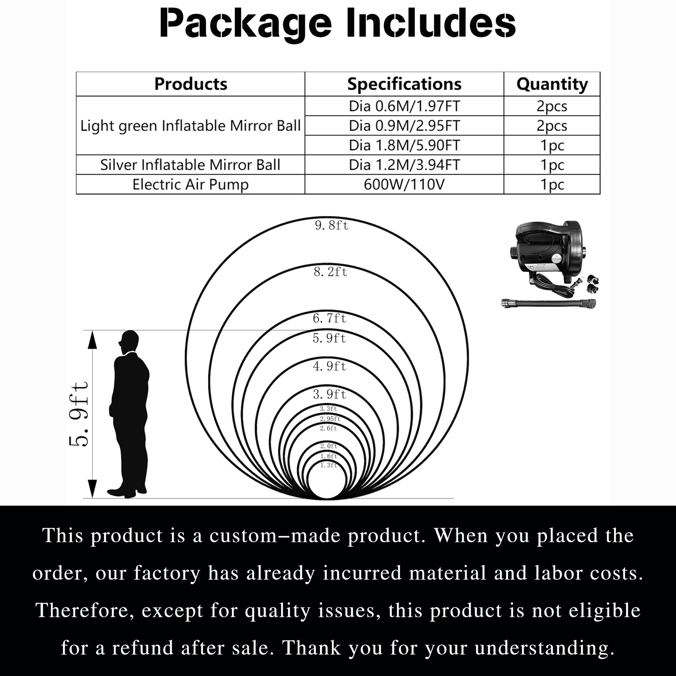 The light green and silver inflatable mirror balls and big shiny balls a fresh and shining dream combination Inflatable Mirror Ball Combination Set – 6 Light Green/Silver Combos - 图片 7