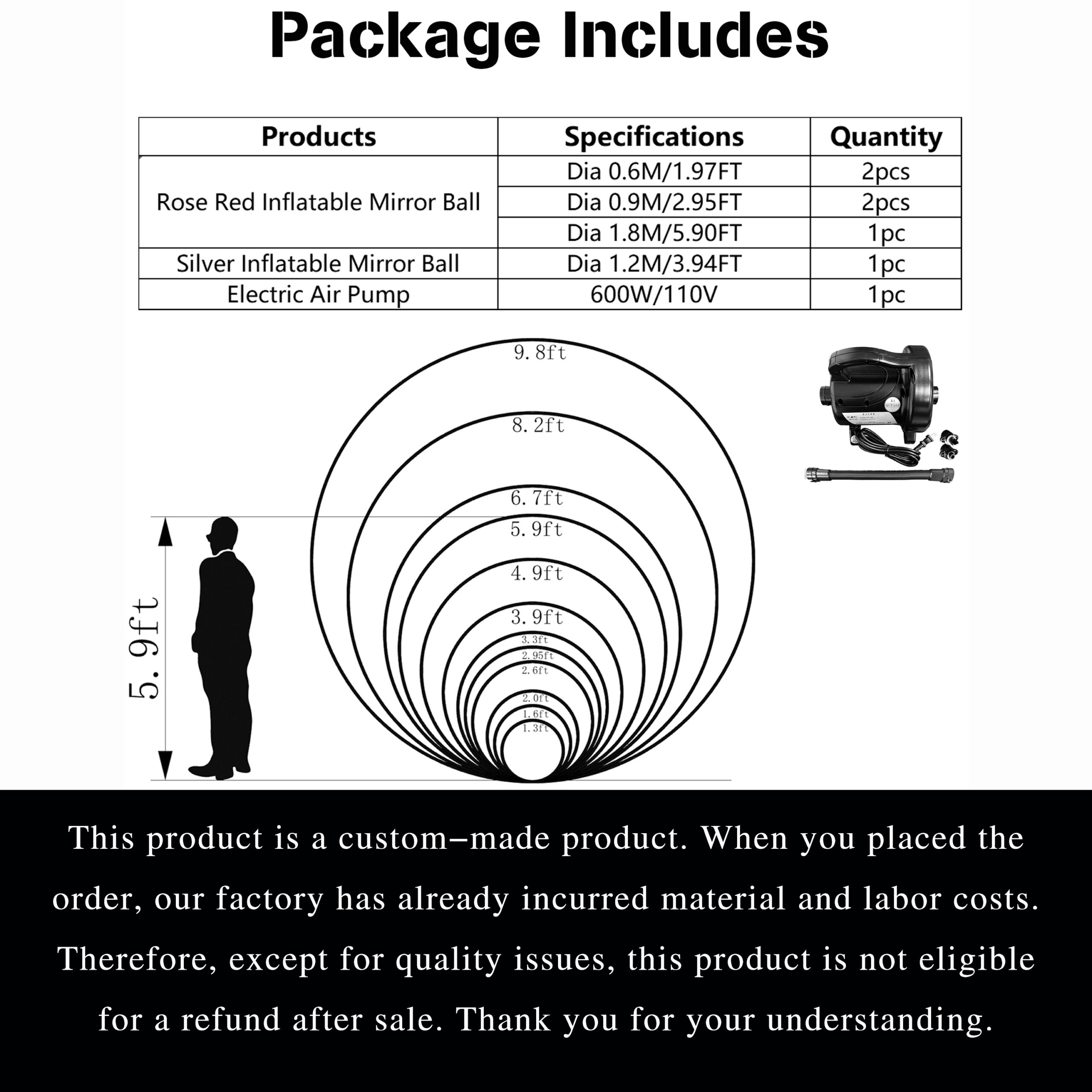 The rose red and silver inflatable mirror balls and big shiny balls are wonderful existences that carry deep emotions and excellent artistic expressions Inflatable Mirror Ball Combination Set – 6 Rose Red/Silver Combos - 图片 6