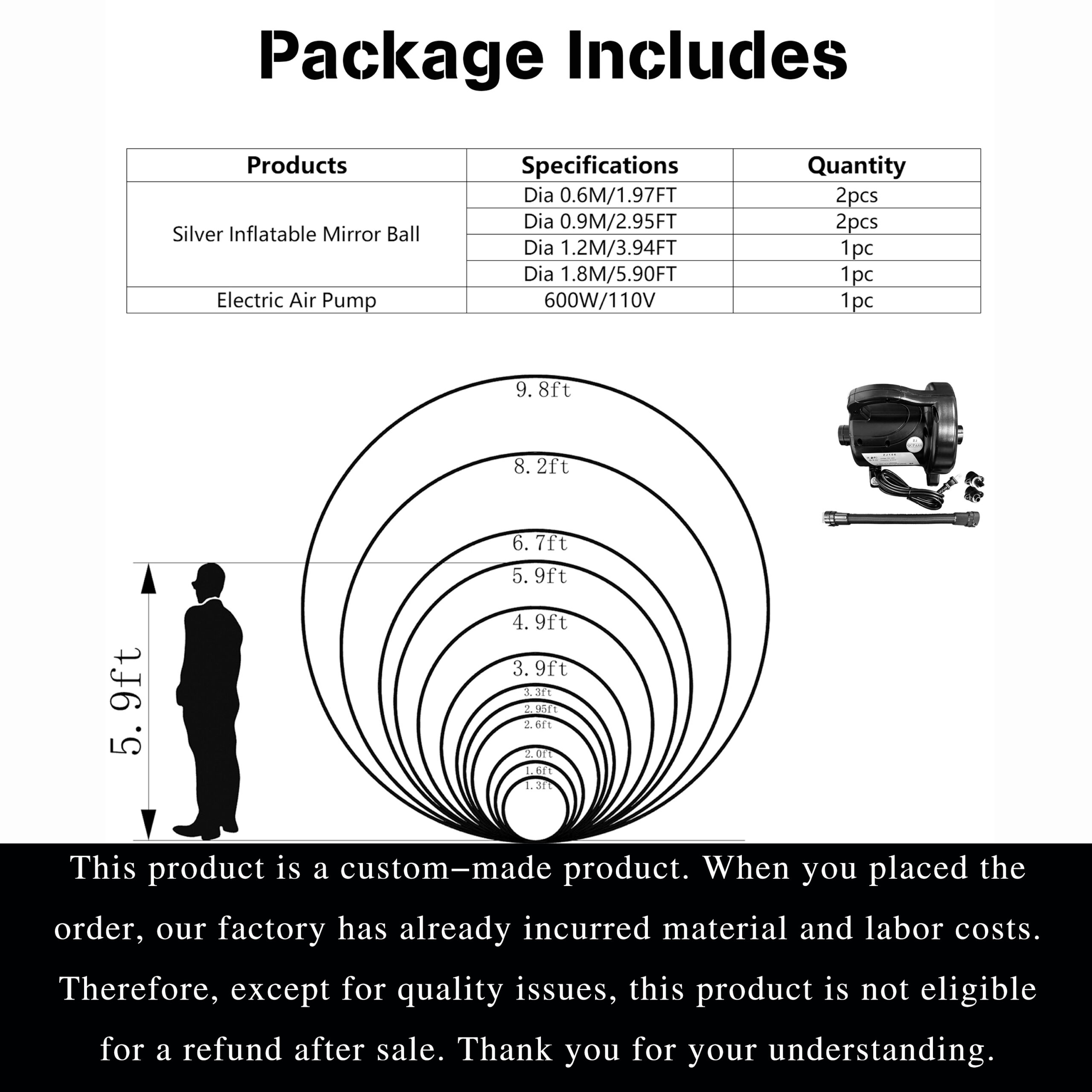 The silver inflatable mirror ball and big shiny ball are like a mysterious gem from the distant starry sky Inflatable Mirror Ball Combination Set - 6 Silver Balls - 图片 7