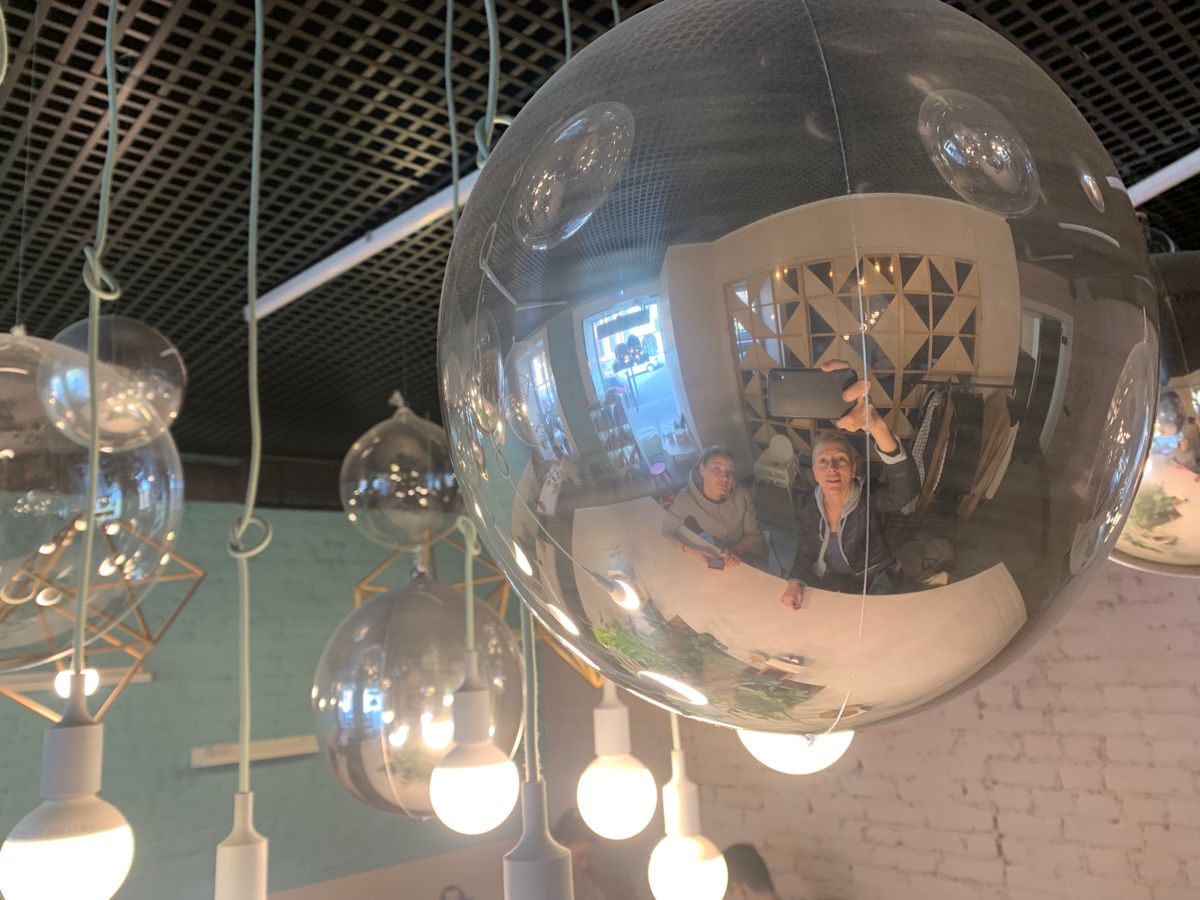 Glittering silver inflatable mirror globes and large radiant balls